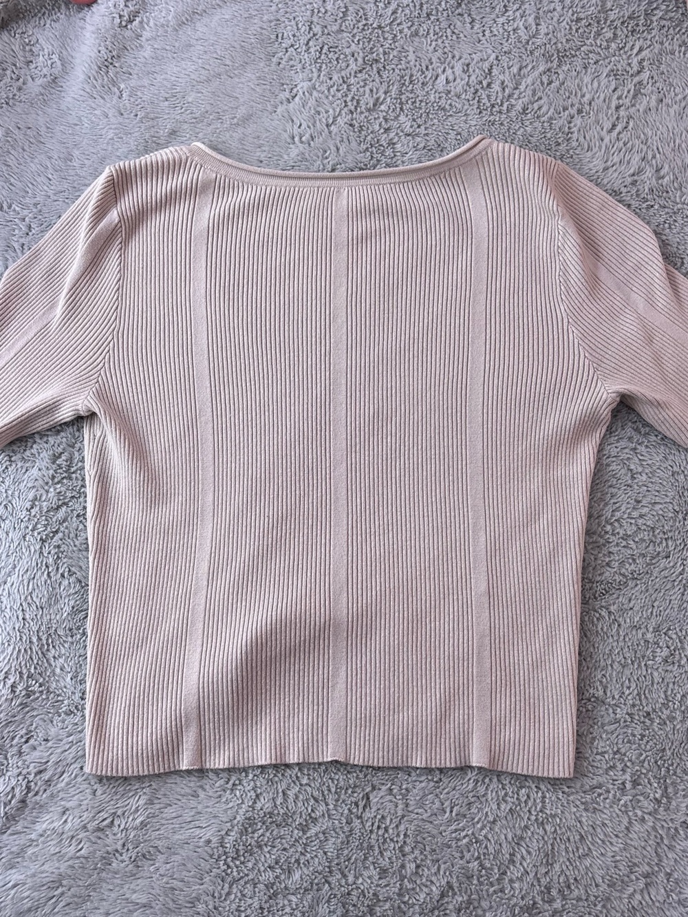 H&M Light Blush Ribbed Short Sleeve Top - Picture 1 of 3